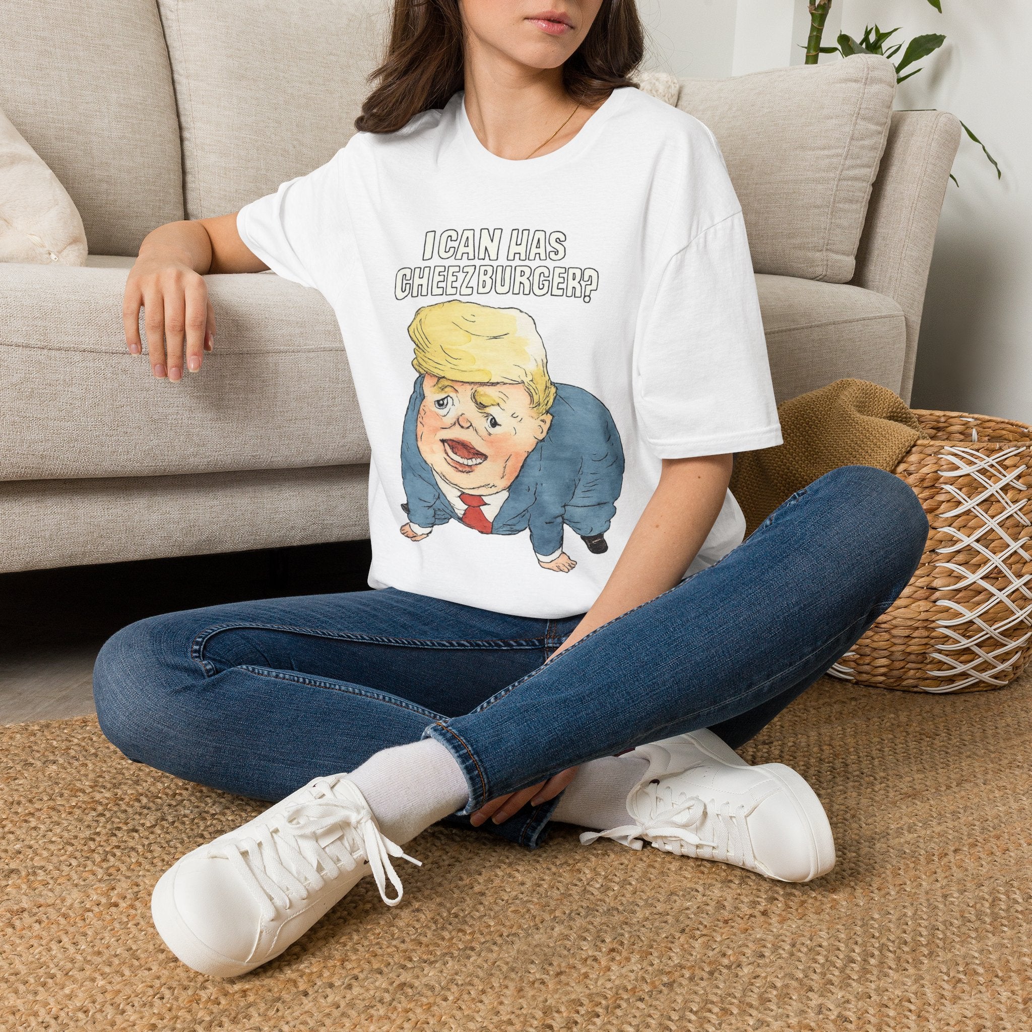 Copy of Graphic T-Shirt — "I Can Has Cheezburger?" Political Cartoon Tee