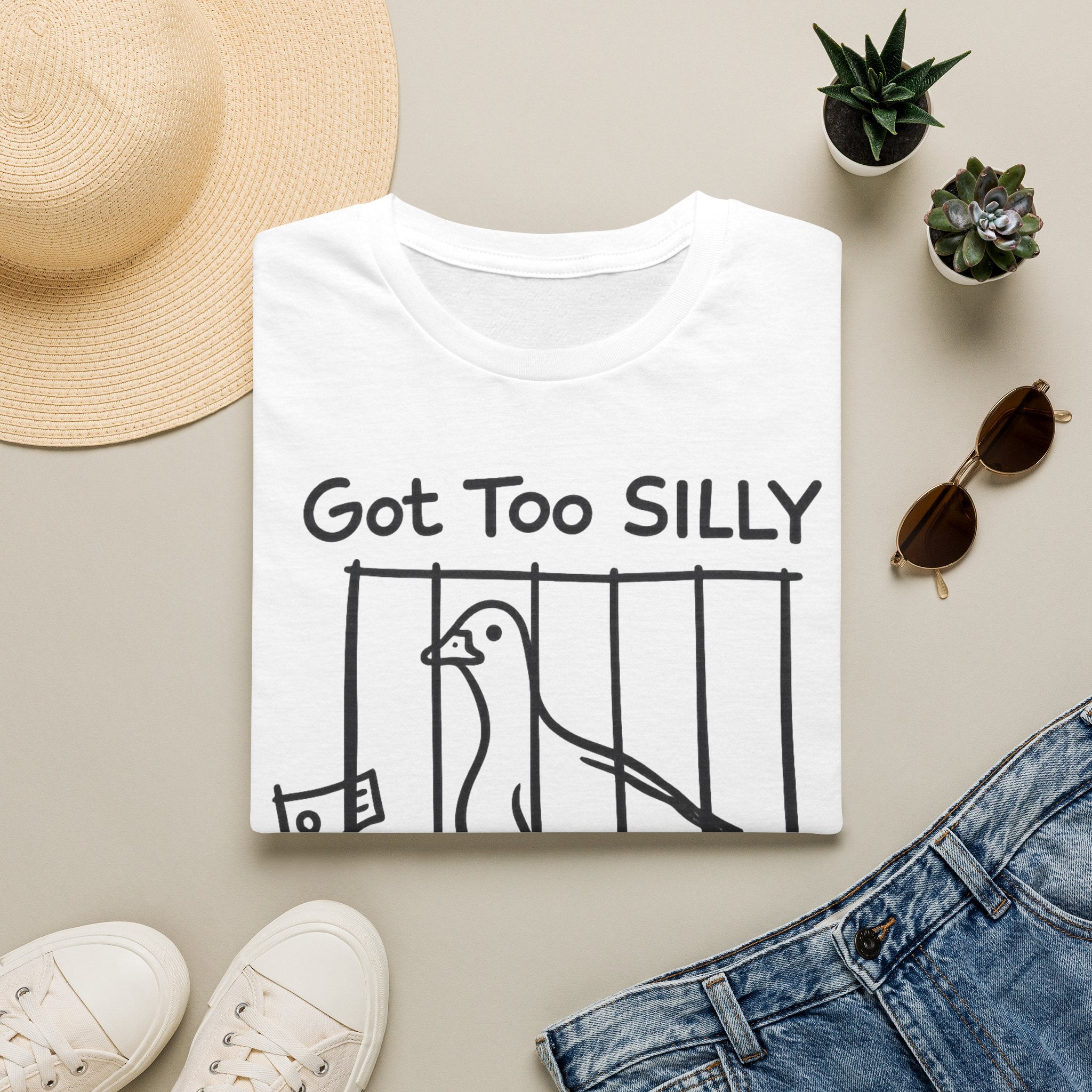 Copy of Got Too Silly Pigeon T-Shirt | Funny Bird Cage Illustration