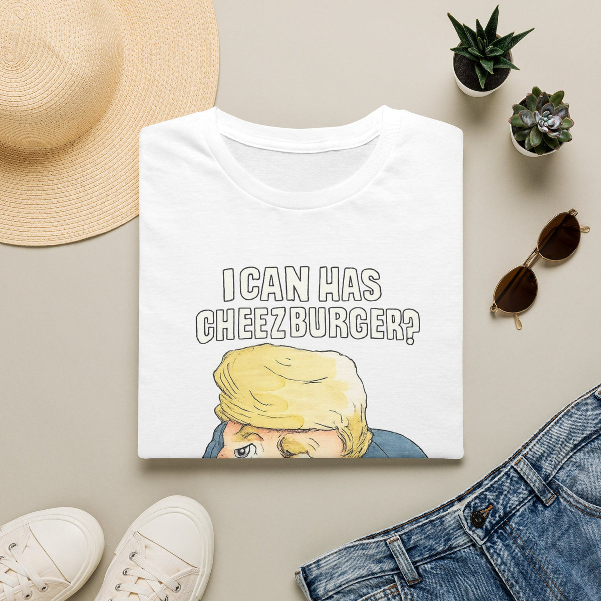 Copy of Graphic T-Shirt — "I Can Has Cheezburger?" Political Cartoon Tee